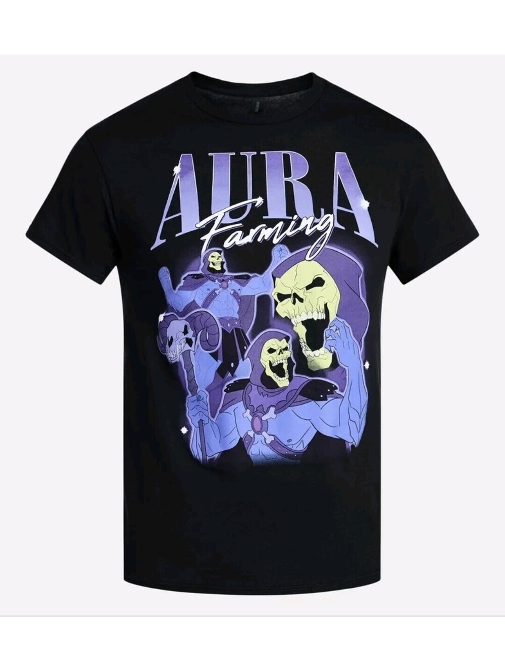 Masters Of The Universe He-Man Skeletor Aura Farming NWT Unisex Black T-Shirt L